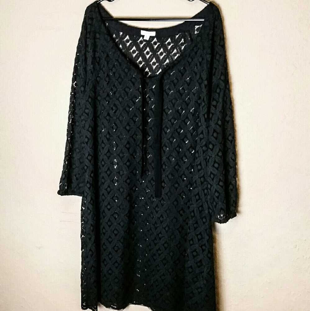 Garnet Hill Women's Black Sheer Dress Size 16